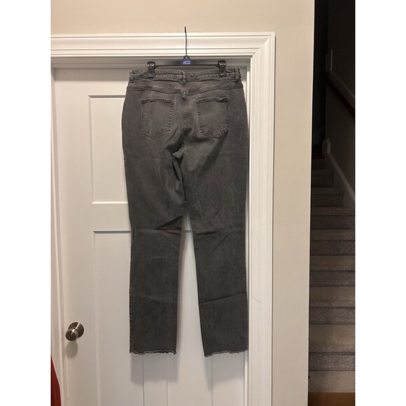 LONG TALL SALLY Washed Gray Raw Hem Ankle Jeans Grunge Denim Stretch Size 14 - Picture 8 of 9